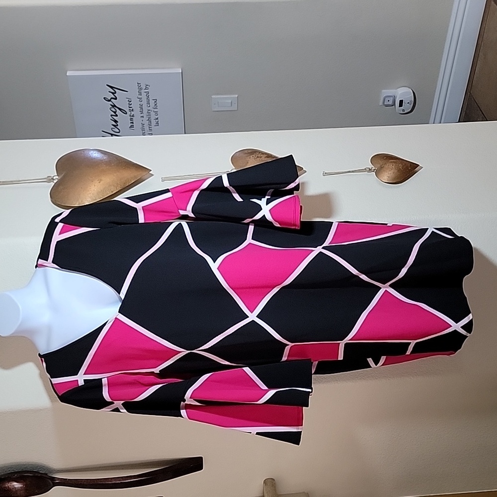 ASHLEY STEWART Stained Glass Pink Peacock Sheath Dress Pink/Black sz 22/24 NWT